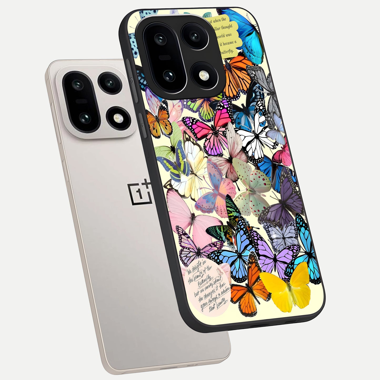  Butterflies Petal Dream phone case For Oneplus 15 showing premium glass back cover with detailed artwork