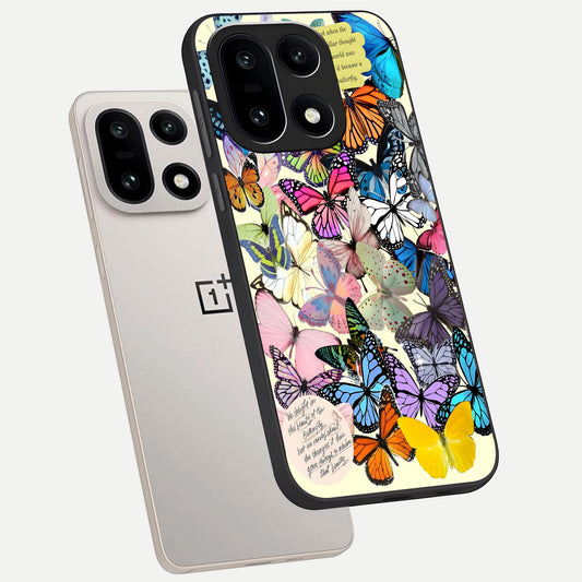  Butterflies Petal Dream phone case For Oneplus 15 showing premium glass back cover with detailed artwork