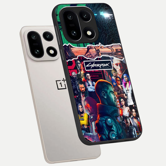  CYBERPUNK Legacy phone case For Oneplus 15 showing premium glass back cover with detailed artwork