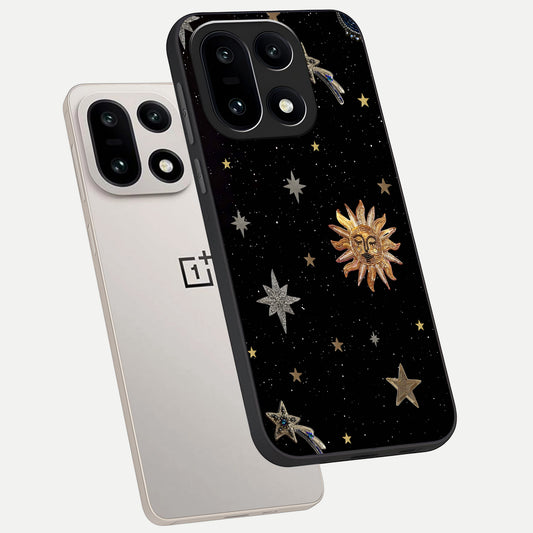  Celestial Moon With Stars phone case For Oneplus 15 showing premium glass back cover with detailed artwork