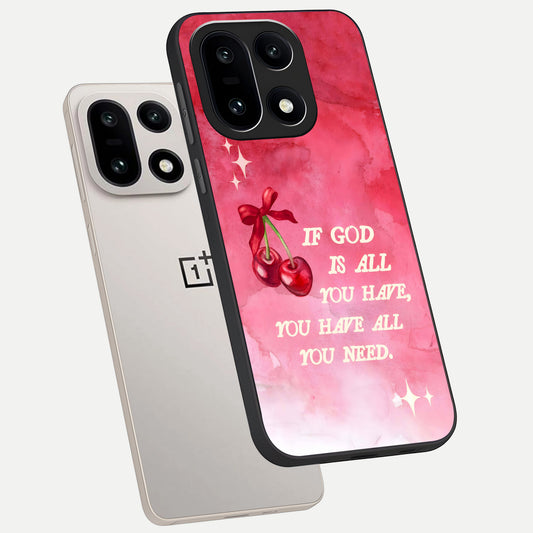  Cherry Quote phone case For Oneplus 15 showing premium glass back cover with detailed artwork