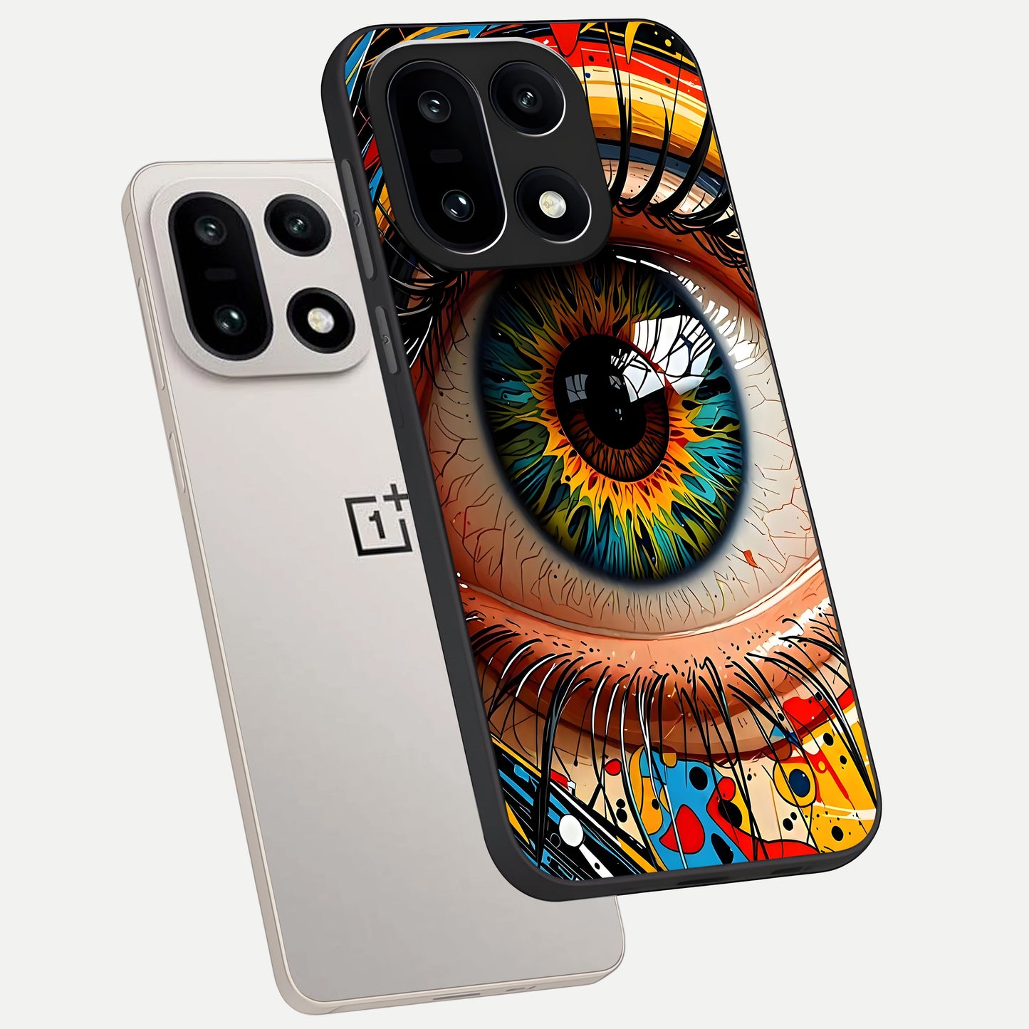  Colorful Eye phone case For Oneplus 15 showing premium glass back cover with detailed artwork