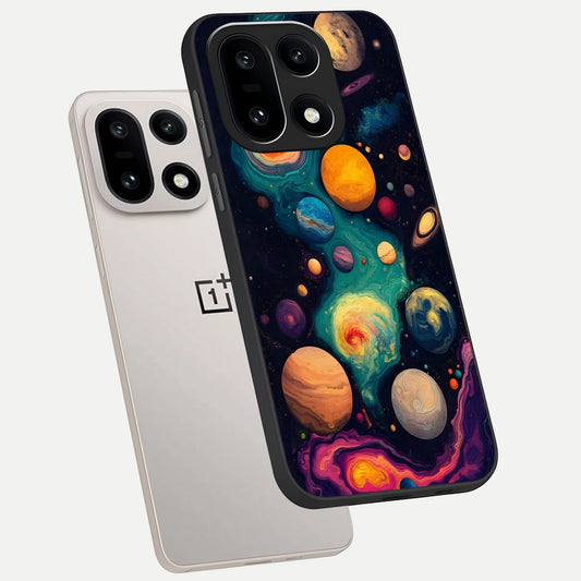  Cosmic Planet Journey phone case For Oneplus 15 showing premium glass back cover with detailed artwork