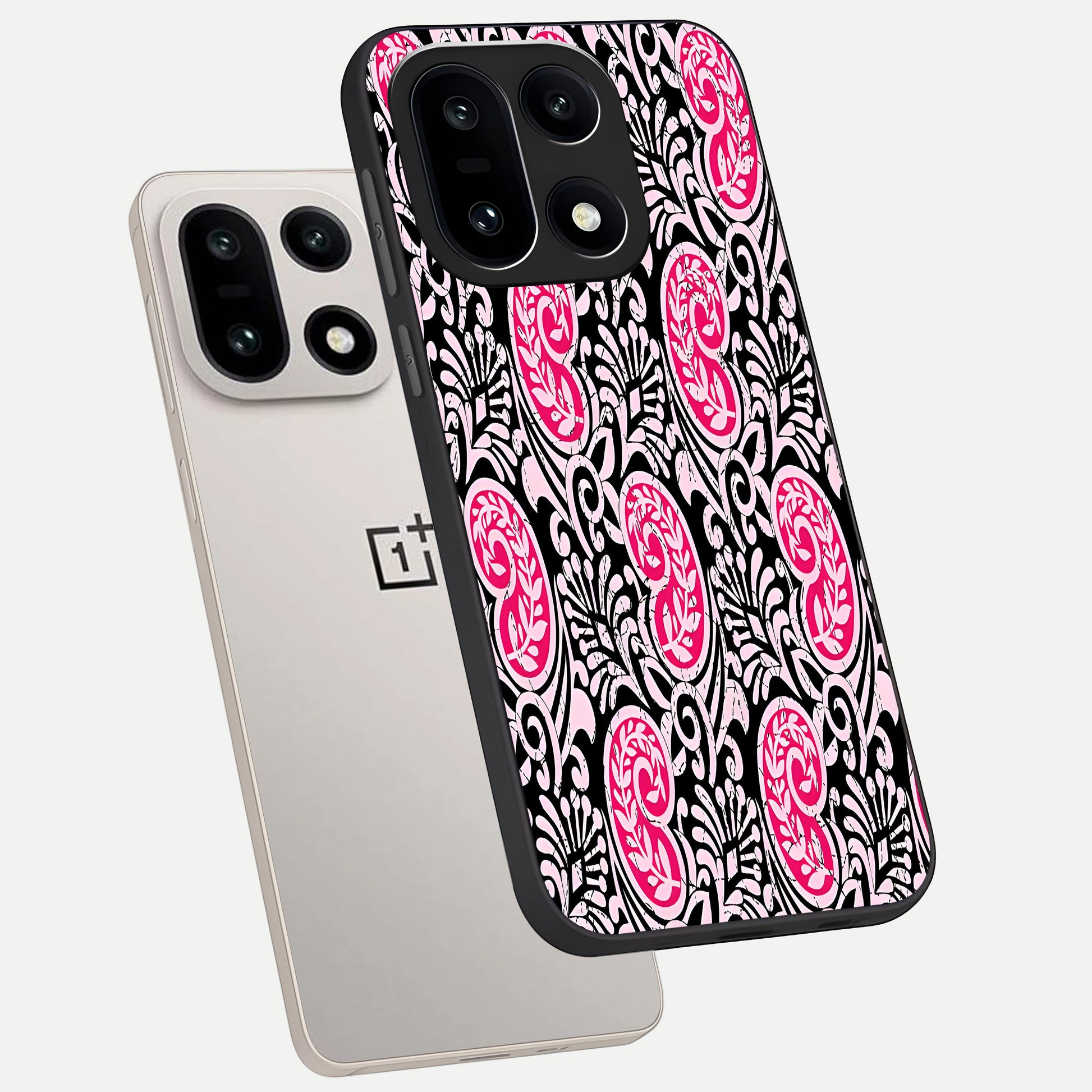  Crimson Paisley Charm phone case For Oneplus 15 showing premium glass back cover with detailed artwork