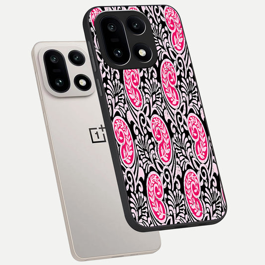  Crimson Paisley Charm phone case For Oneplus 15 showing premium glass back cover with detailed artwork
