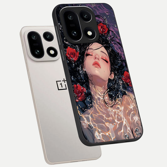  Crimson Rose Serenity phone case For Oneplus 15 showing premium glass back cover with detailed artwork