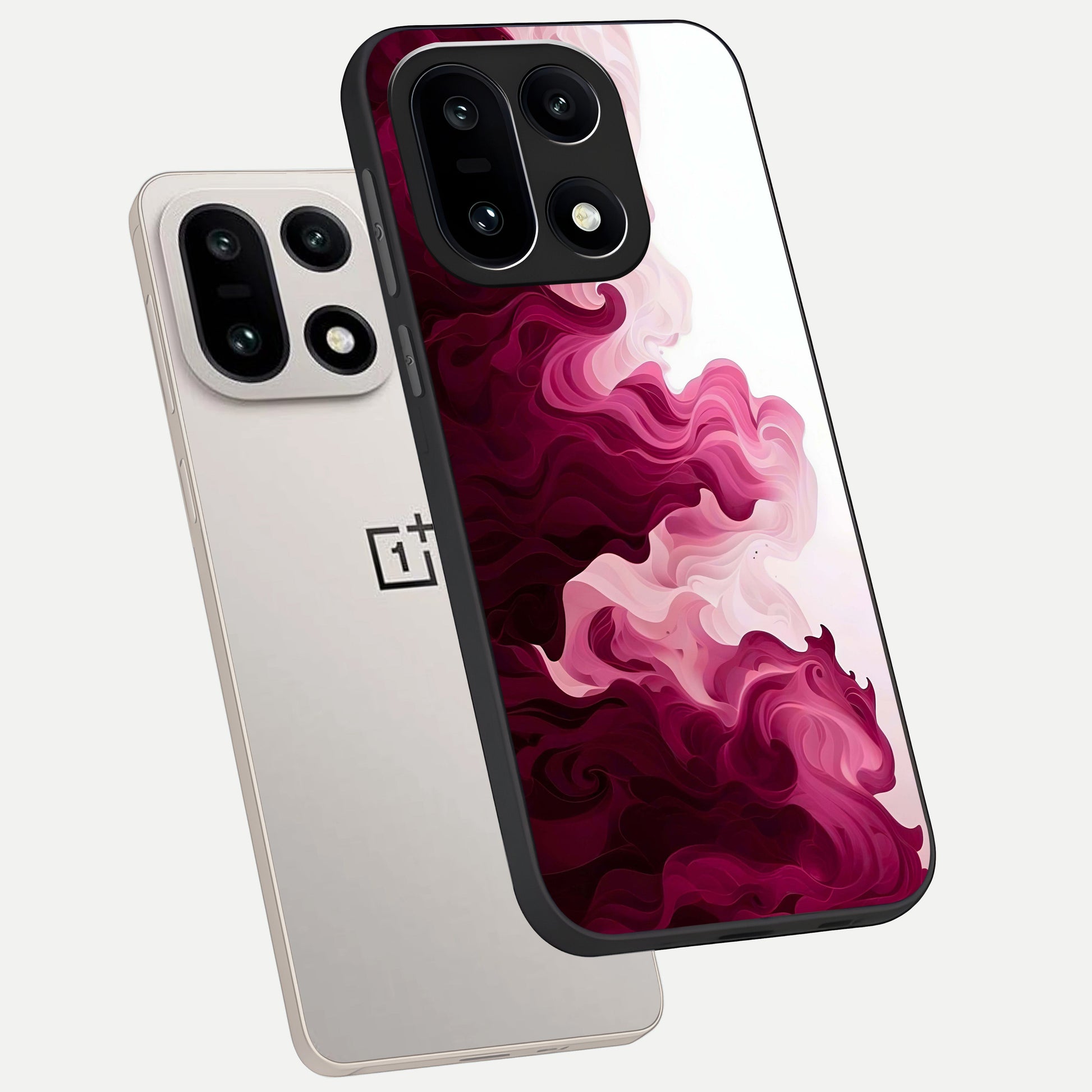  Crimson Wave Flow phone case For Oneplus 15 showing premium glass back cover with detailed artwork