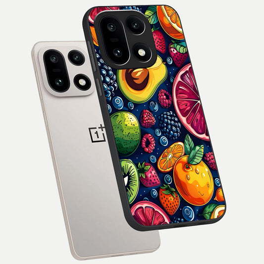  Cute Fruits Art phone case For Oneplus 15 showing premium glass back cover with detailed artwork