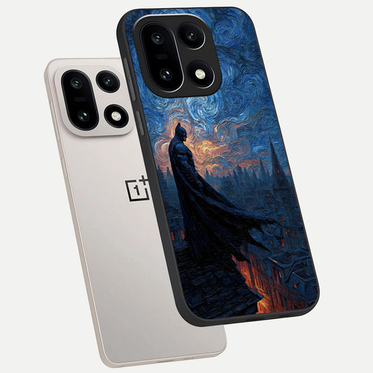  Dark Knight Dusk phone case For Oneplus 15 showing premium glass back cover with detailed artwork