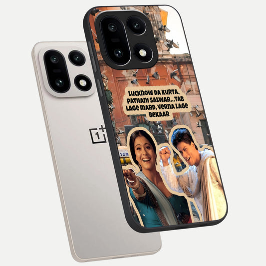  Desi Retro Vibes phone case For Oneplus 15 showing premium glass back cover with detailed artwork