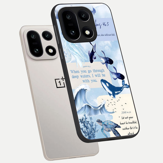  Faithful Ocean Promise phone case For Oneplus 15 showing premium glass back cover with detailed artwork