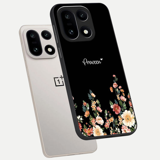  Floral Design Personalized Custom Name phone case For Oneplus 15 showing premium glass back cover with detailed artwork