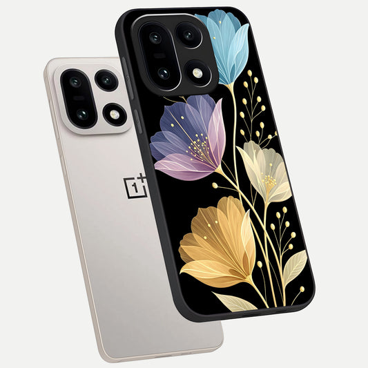  Flower Bloom Glow phone case For Oneplus 15 showing premium glass back cover with detailed artwork