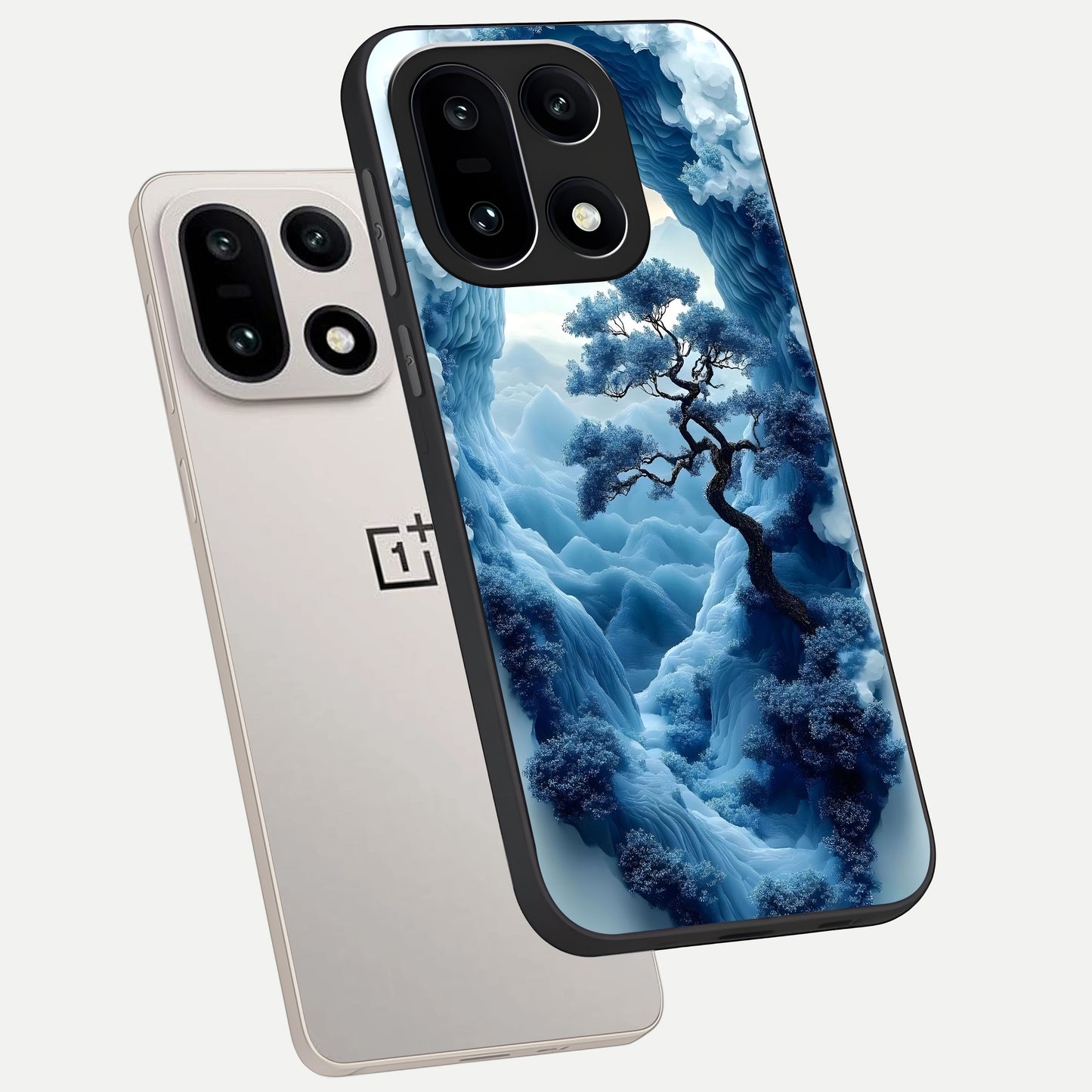  Frozen Serenity Gate phone case For Oneplus 15 showing premium glass back cover with detailed artwork