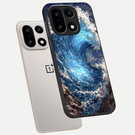  Giant Ocean Wave phone case For Oneplus 15 showing premium glass back cover with detailed artwork