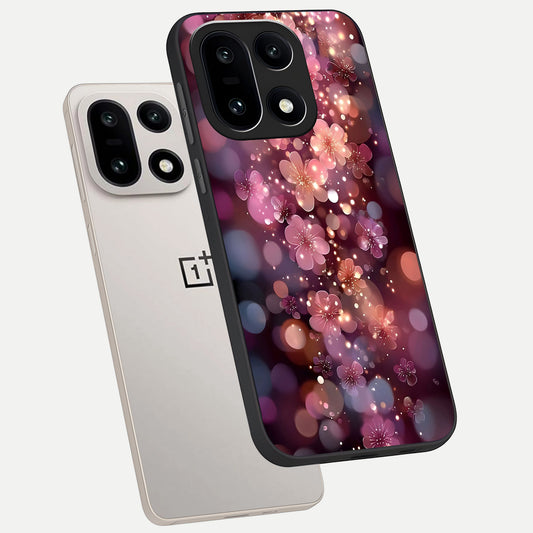  Glowing Petal Bliss phone case For Oneplus 15 showing premium glass back cover with detailed artwork