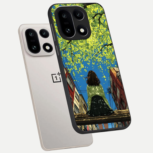  Golden Leaves Glow phone case For Oneplus 15 showing premium glass back cover with detailed artwork