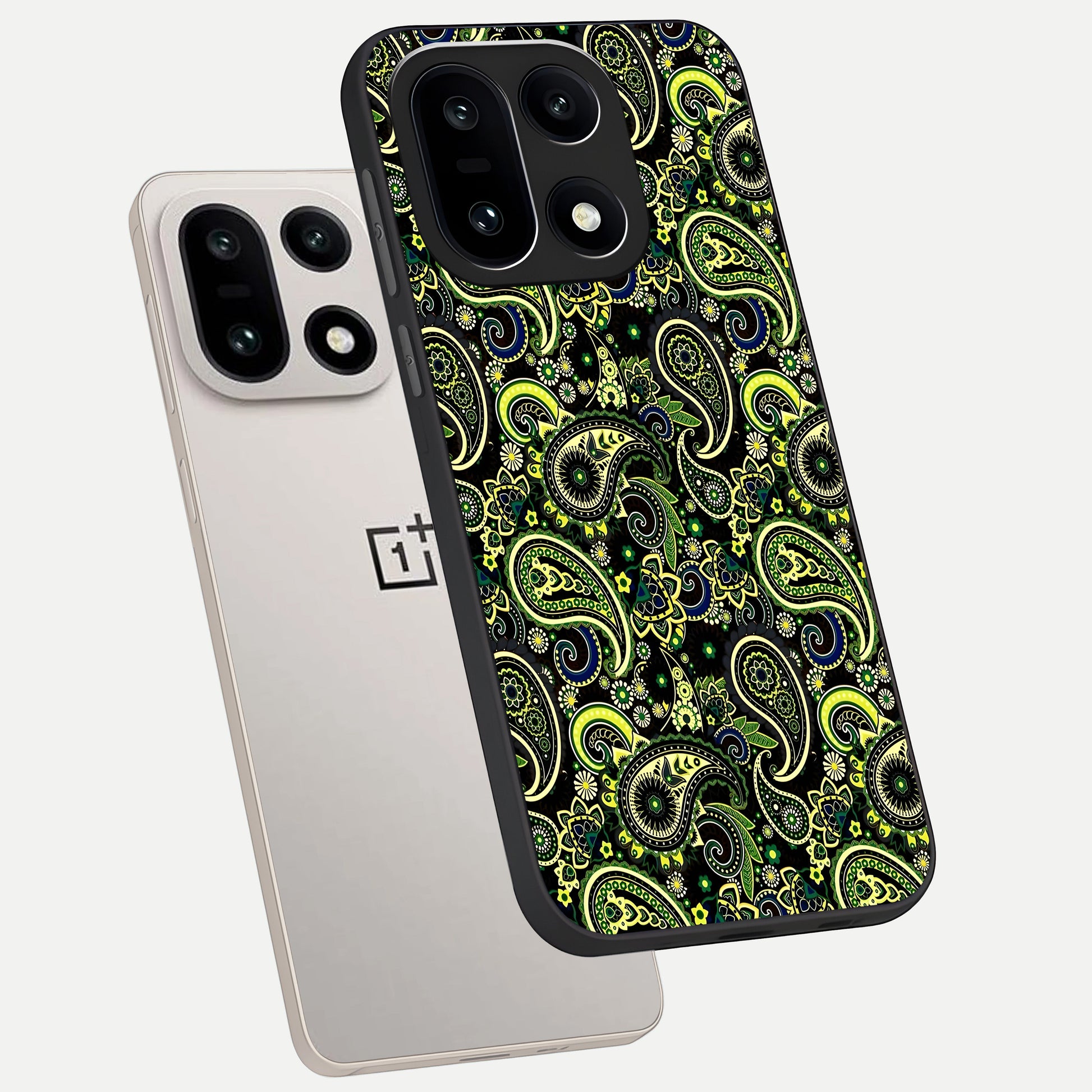  Green Lemon phone case For Oneplus 15 showing premium glass back cover with detailed artwork