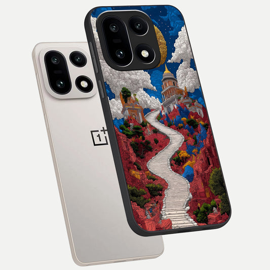  Heavenly Moon Path phone case For Oneplus 15 showing premium glass back cover with detailed artwork