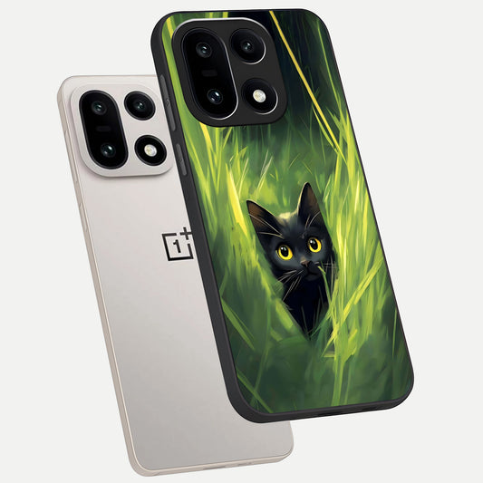  Hidden Cat Whisper phone case For Oneplus 15 showing premium glass back cover with detailed artwork
