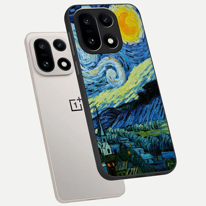  Inspired Van Gogh Art phone case For Oneplus 15 showing premium glass back cover with detailed artwork
