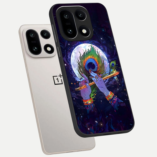  Krishna Hands Art phone case For Oneplus 15 showing premium glass back cover with detailed artwork