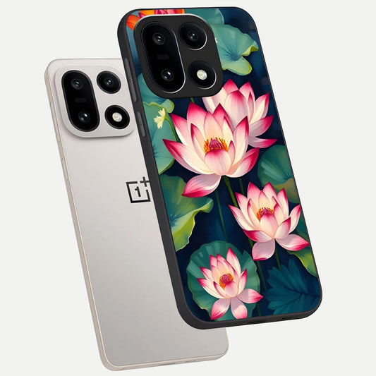  Lotus Dream Serenity phone case For Oneplus 15 showing premium glass back cover with detailed artwork