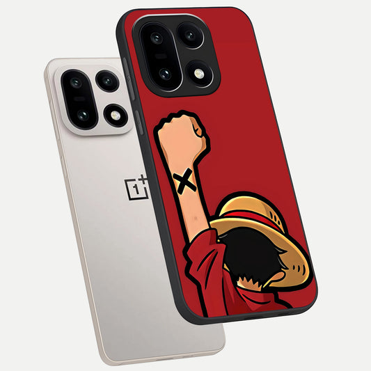  Luffy X Spirit phone case For Oneplus 15 showing premium glass back cover with detailed artwork