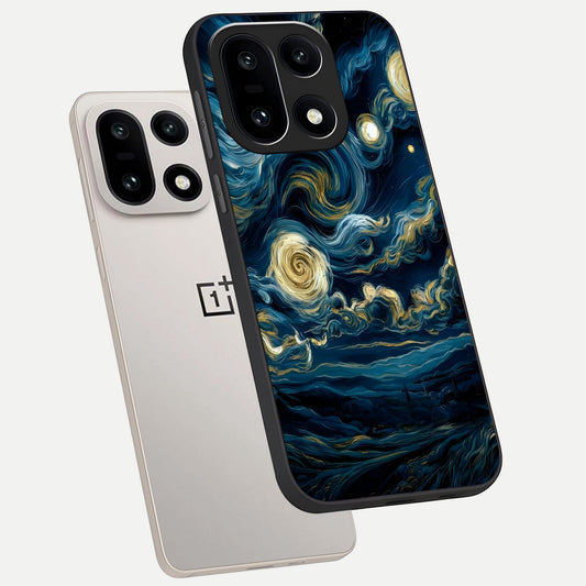  Midnight Sky Whirl phone case For Oneplus 15 showing premium glass back cover with detailed artwork