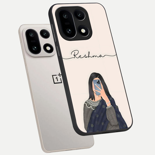  Mirror Mood Muse With Custom Name phone case For Oneplus 15 showing premium glass back cover with detailed artwork