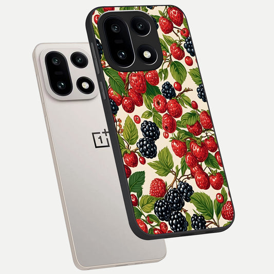  Mixed Berry Collage phone case For Oneplus 15 showing premium glass back cover with detailed artwork