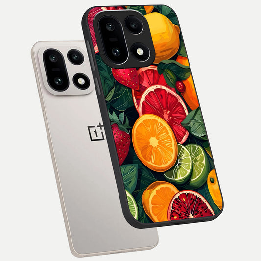  Multiple Fruits phone case For Oneplus 15 showing premium glass back cover with detailed artwork
