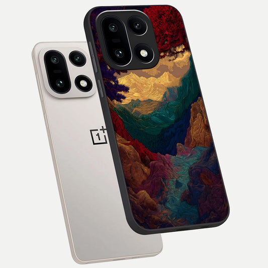  Mystic Valley Light phone case For Oneplus 15 showing premium glass back cover with detailed artwork