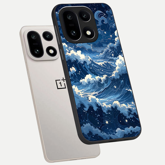  Ocean Moon Waves phone case For Oneplus 15 showing premium glass back cover with detailed artwork