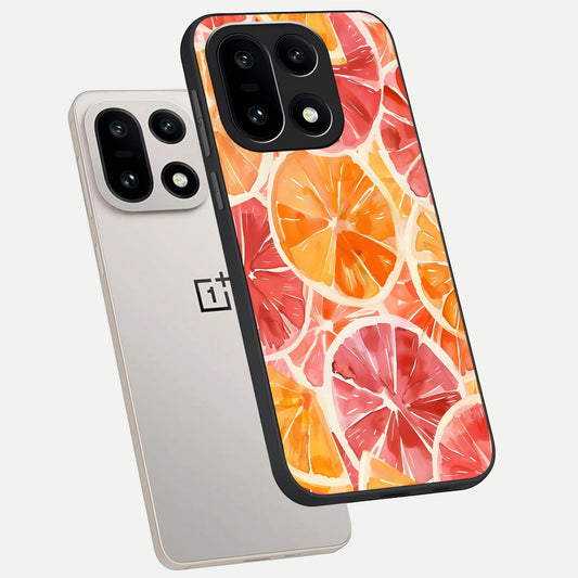  Orange Fruits Pattern phone case For Oneplus 15 showing premium glass back cover with detailed artwork