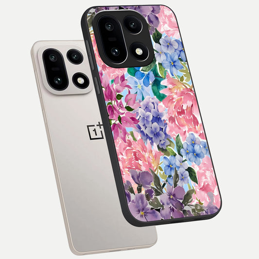  Pastel Floral Mix phone case For Oneplus 15 showing premium glass back cover with detailed artwork