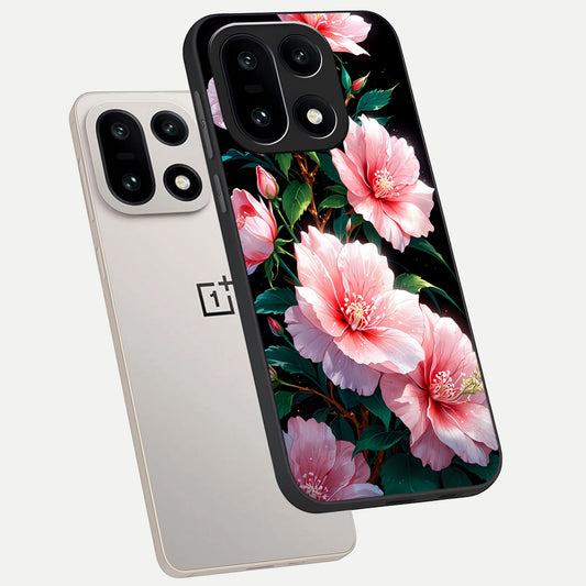  Peach Flower phone case For Oneplus 15 showing premium glass back cover with detailed artwork