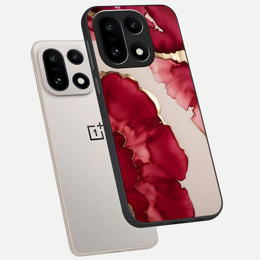  Pink And White Marble phone case For Oneplus 15 showing premium glass back cover with detailed artwork