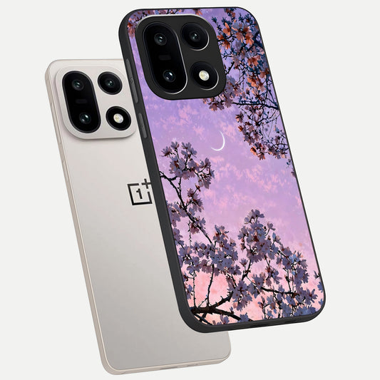  Purple Serenity Moon phone case For Oneplus 15 showing premium glass back cover with detailed artwork