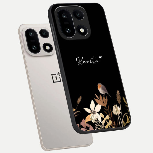  Quiet Garden Tune Custom Name phone case For Oneplus 15 showing premium glass back cover with detailed artwork