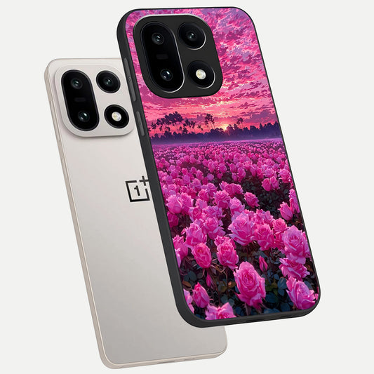  Rose Sunset Valley phone case For Oneplus 15 showing premium glass back cover with detailed artwork