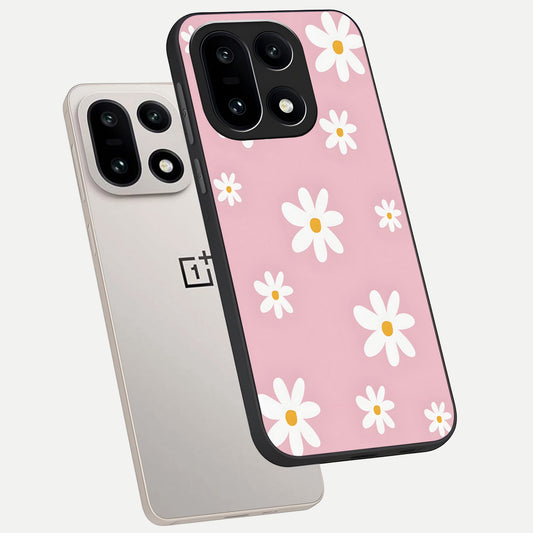  Soft Daisy Bliss phone case For Oneplus 15 showing premium glass back cover with detailed artwork