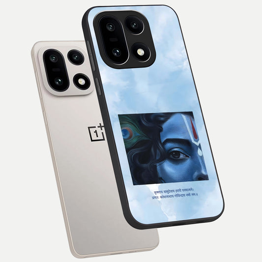  Spiritual Krishna phone case For Oneplus 15 showing premium glass back cover with detailed artwork