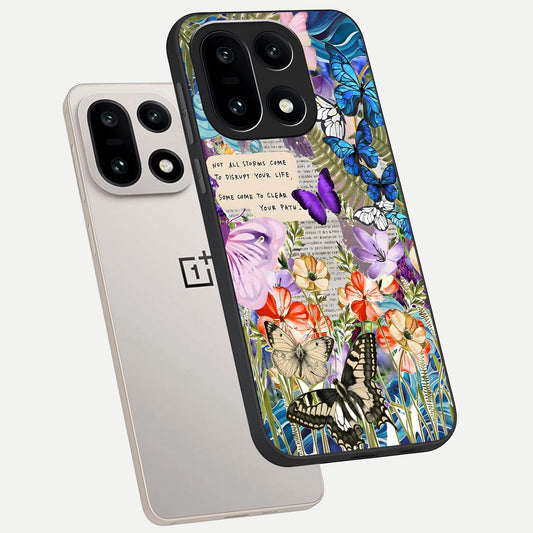 Storm Path Bloom phone case For Oneplus 15 showing premium glass back cover with detailed artwork
