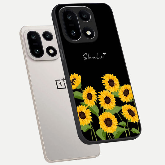  Sunflower Sky Bloom phone case For Oneplus 15 showing premium glass back cover with detailed artwork