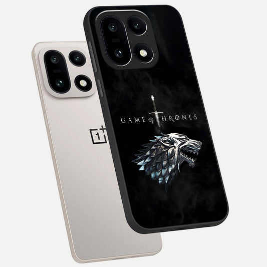  Throne Wolf Legacy phone case For Oneplus 15 showing premium glass back cover with detailed artwork