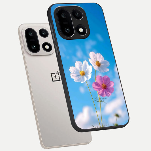  Tripple Flowers With Sky phone case For Oneplus 15 showing premium glass back cover with detailed artwork