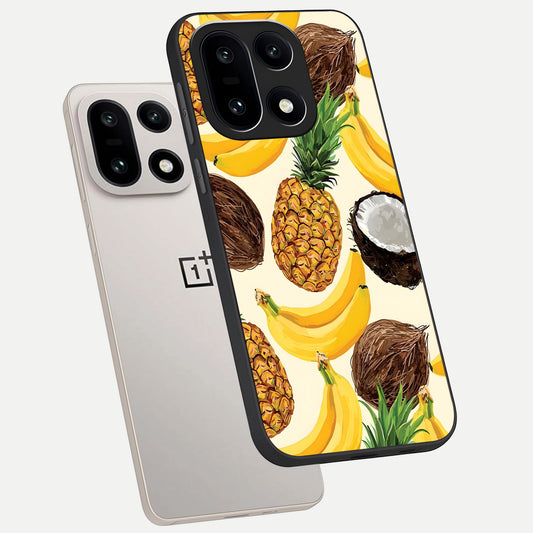  Tropical Fruit Mood phone case For Oneplus 15 showing premium glass back cover with detailed artwork
