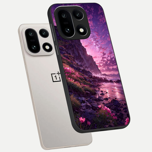  Twilight Blossom Coast phone case For Oneplus 15 showing premium glass back cover with detailed artwork