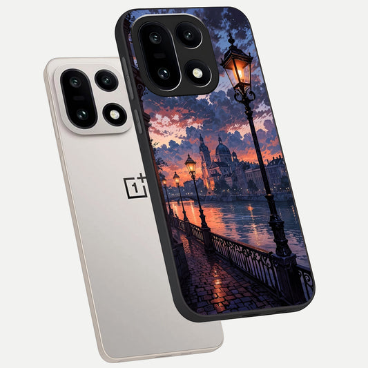  Twilight River Lights phone case For Oneplus 15 showing premium glass back cover with detailed artwork